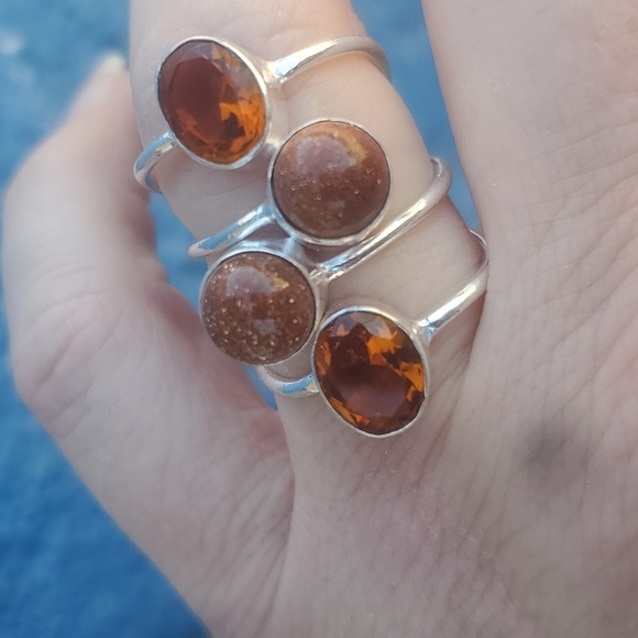 New Sunstone Sun Sitara and Honey Citrine Silver Ring. - Picture 7 of 10